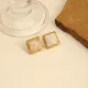 Σκουλαρίκια Aurum Frame – Ivory Marble