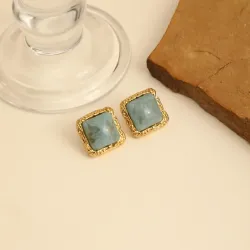 Σκουλαρίκια Aurum Frame – Aqua Stone